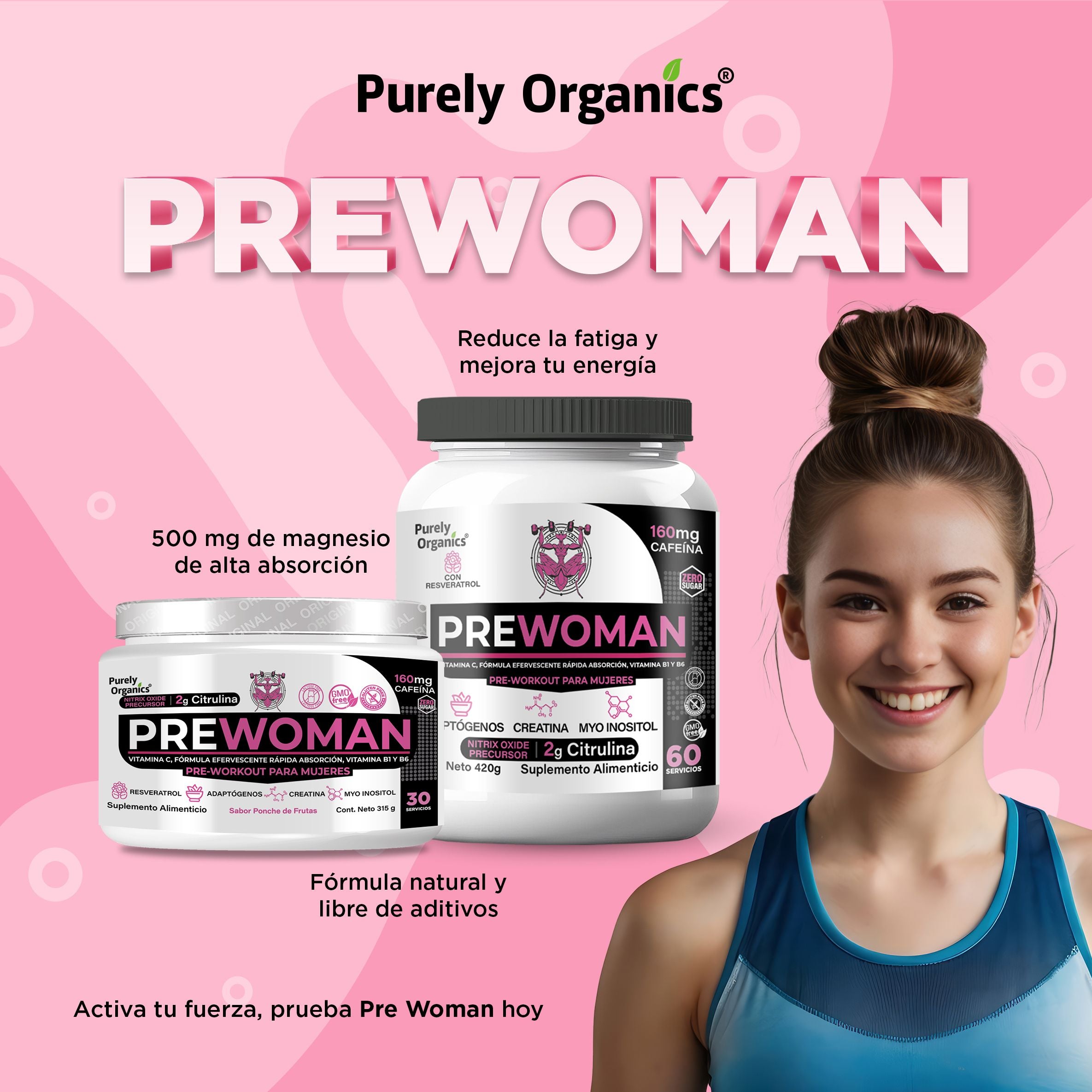 Pre Woman: Energía, Fuerza y Resistencia para Mujeres. Maximiza tu rendimiento, entrena más fuerte y recupérate mejor con una fórmula diseñada para potenciar cada entrenamiento